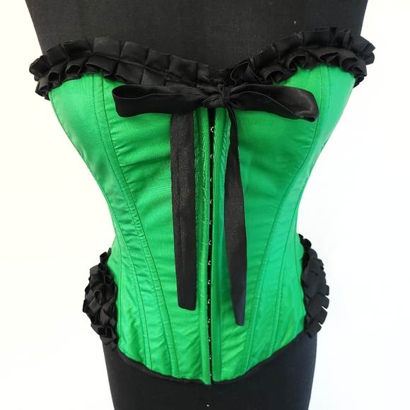 Vintage Y2K Dark Academia Romance Lingerie Ruffle Lace Up Corset - Picture 2 of 9